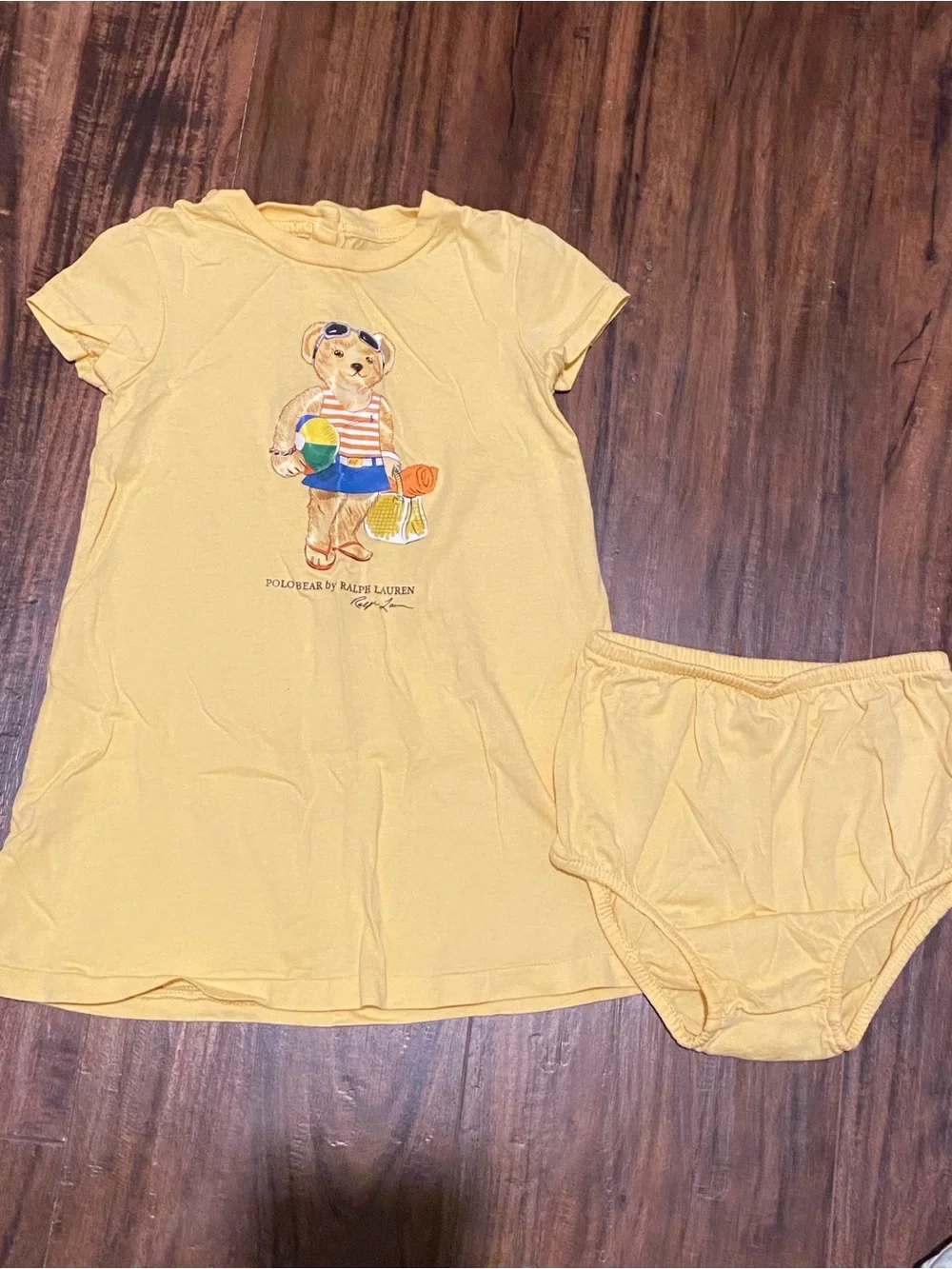 Ralph Lauren Polobear Yellow T-Shirt Dress and Matching Briefs